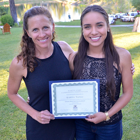 2016 Denise Martinez Scholarship Winner Karina Nuñez (right) with MCCF Board Member Kasey McJunkin