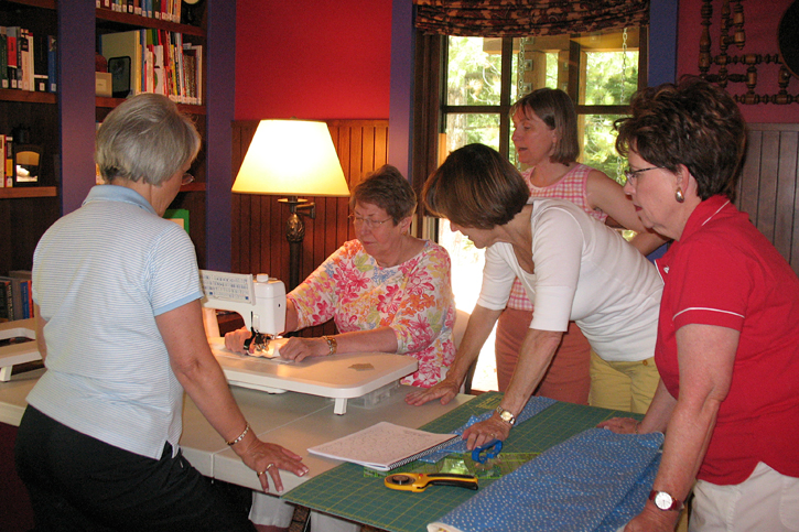 The first quilting class at the Lost Library