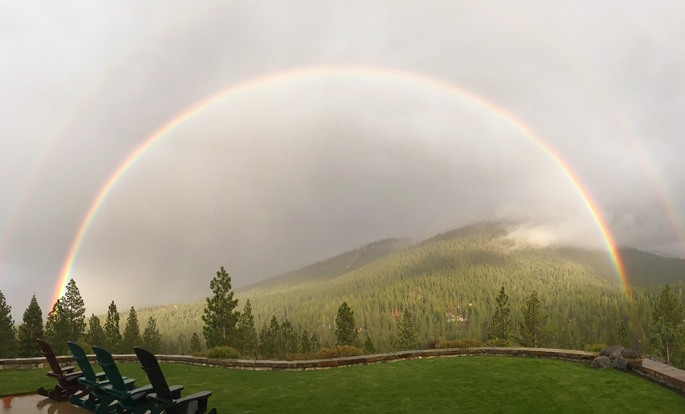 Martis Camp Double rainbow at the Camp Lodge